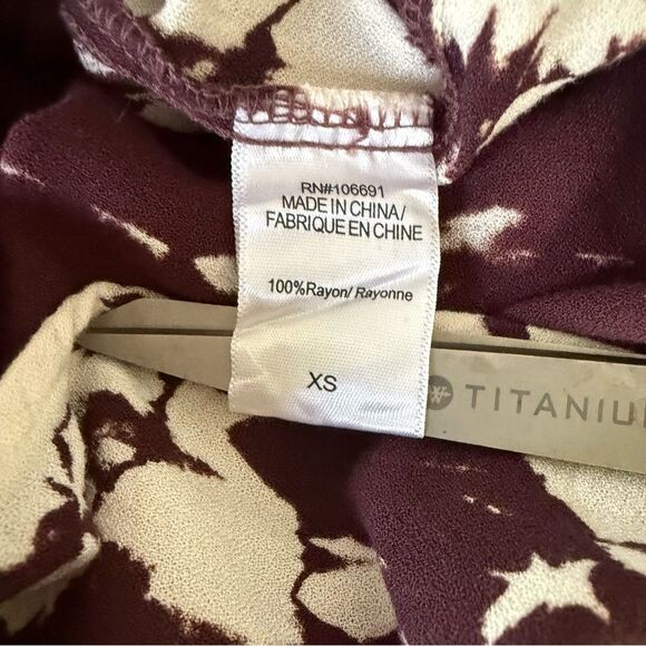 Young Fabulous & Brok  brown Cream pattern Boho Top Extra Small - Picture 10 of 10